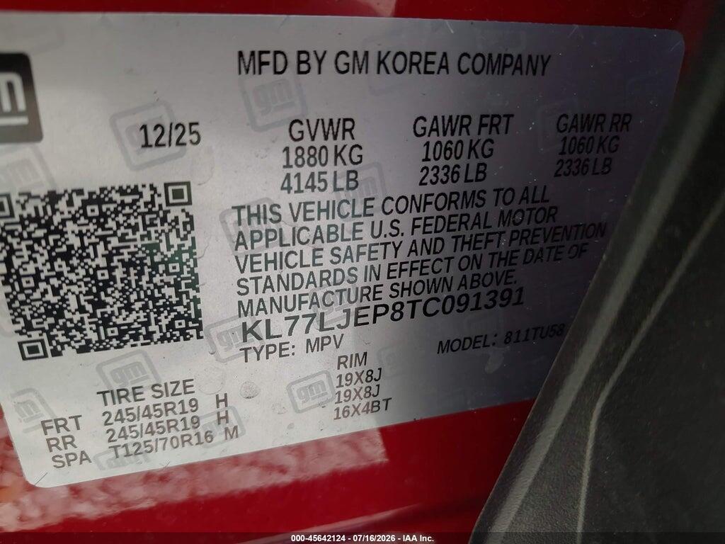 KL77LJEP8TC091391 2026 CHEVROLET TRAX photo no. 9