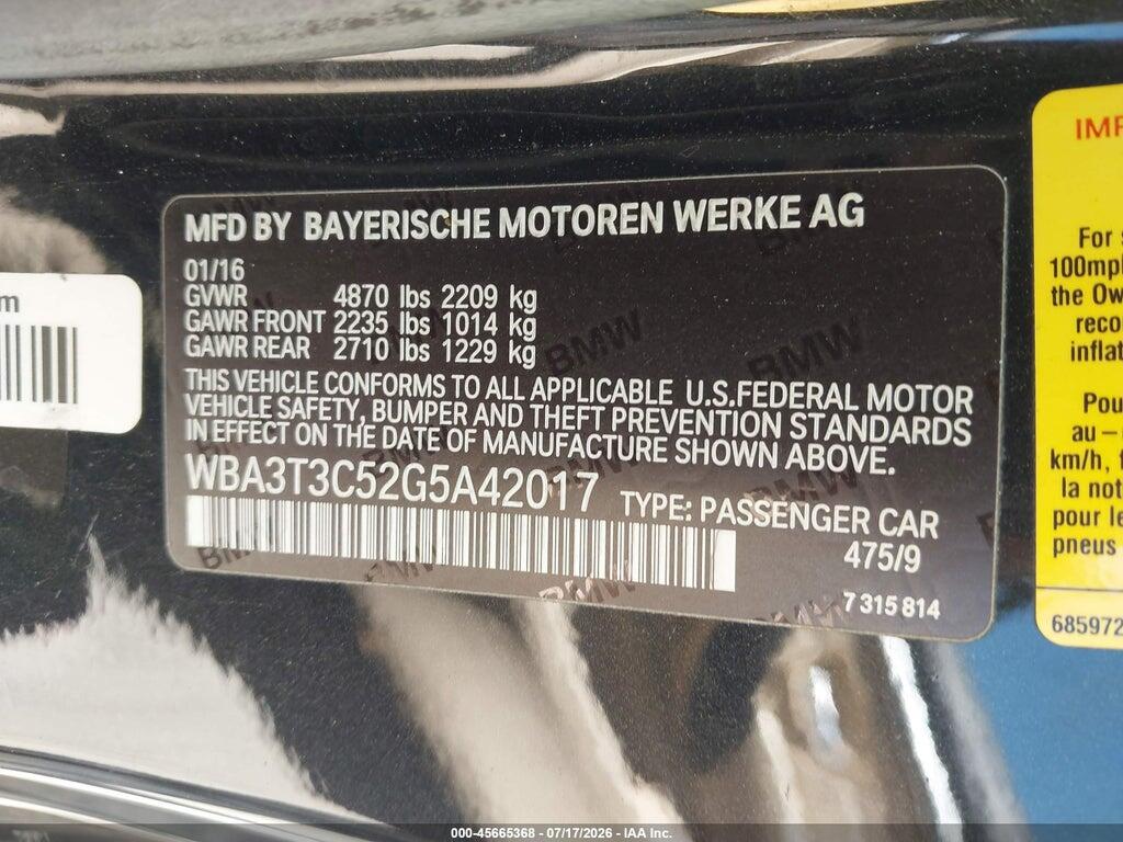 WBA3T3C52G5A42017 2016 BMW 435I photo no. 9