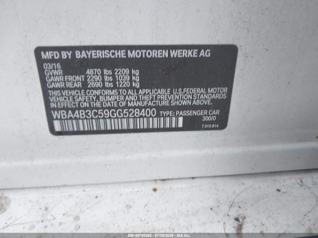 WBA4B3C59GG528400 2016 BMW 435I GRAN COUPE photo no. 9