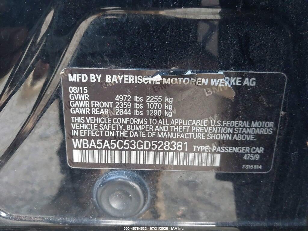 WBA5A5C53GD528381 2016 BMW 528I photo no. 9