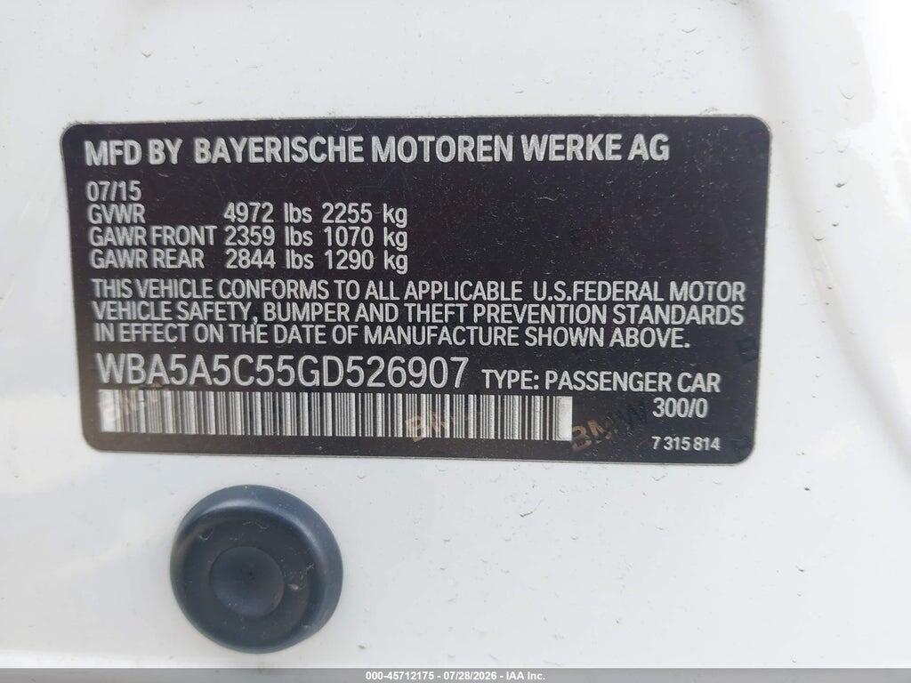 WBA5A5C55GD526907 2016 BMW 528I photo no. 9
