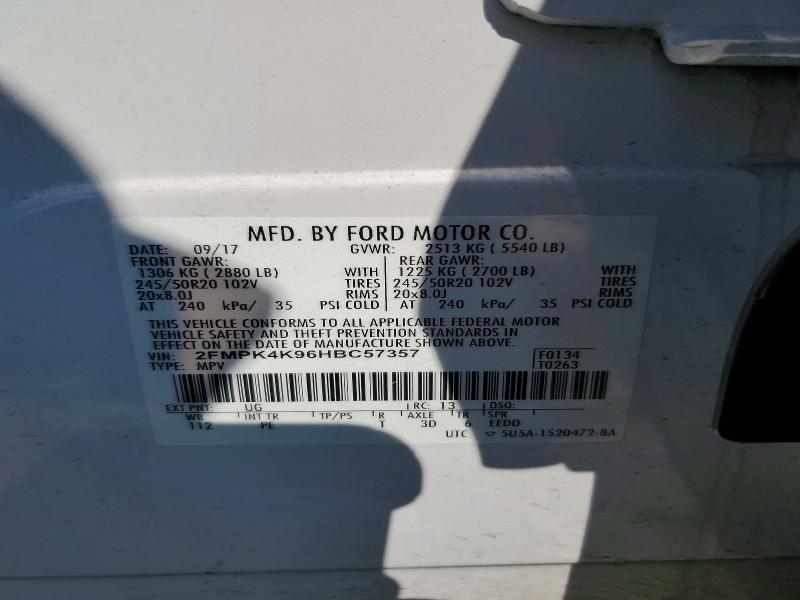 2FMPK4K96HBC57357 2017 FORD EDGE photo no. 12
