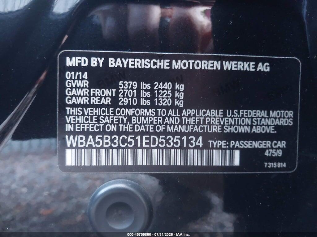 WBA5B3C51ED535134 2014 BMW 535I photo no. 9