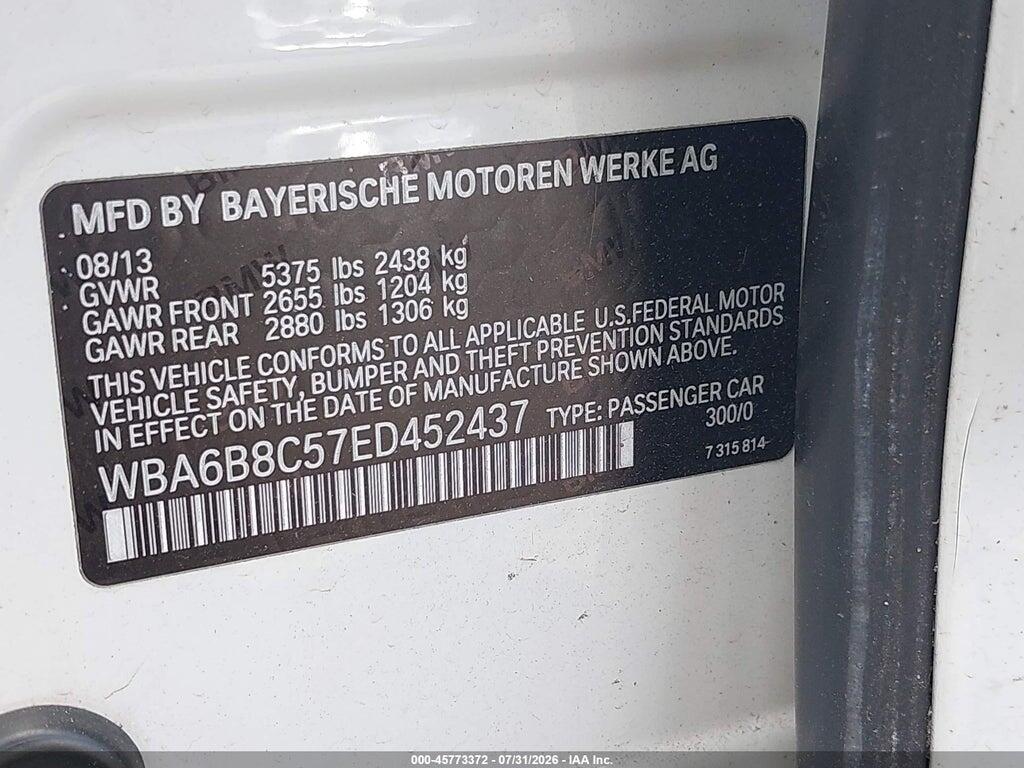WBA6B8C57ED452437 2014 BMW 640I GRAN COUPE photo no. 9