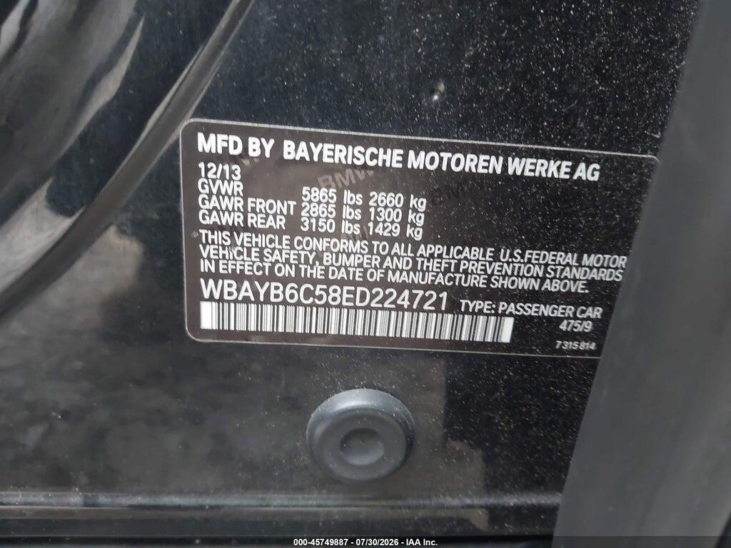 WBAYB6C58ED224721 2014 BMW 750I photo no. 9