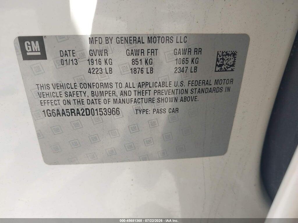 1G6AA5RA2D0153966 2013 CADILLAC ATS photo no. 9