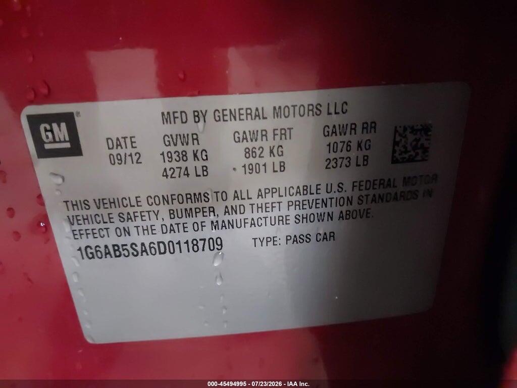 1G6AB5SA6D0118709 2013 CADILLAC ATS photo no. 9