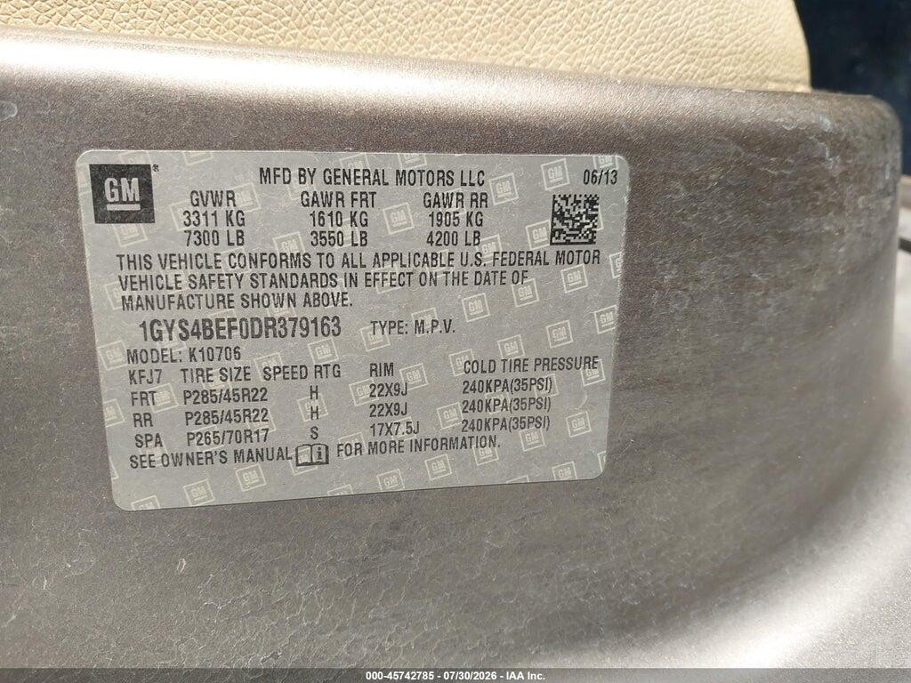 1GYS4BEF0DR379163 2013 CADILLAC ESCALADE photo no. 9