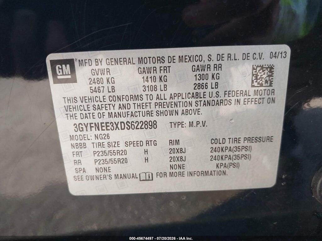 3GYFNEE3XDS622898 2013 CADILLAC SRX photo no. 9