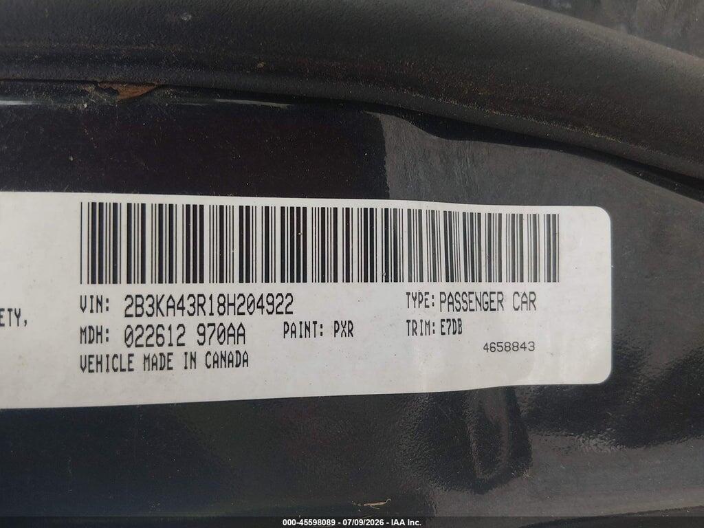 2B3KA43R18H204922 2008 DODGE CHARGER photo no. 9