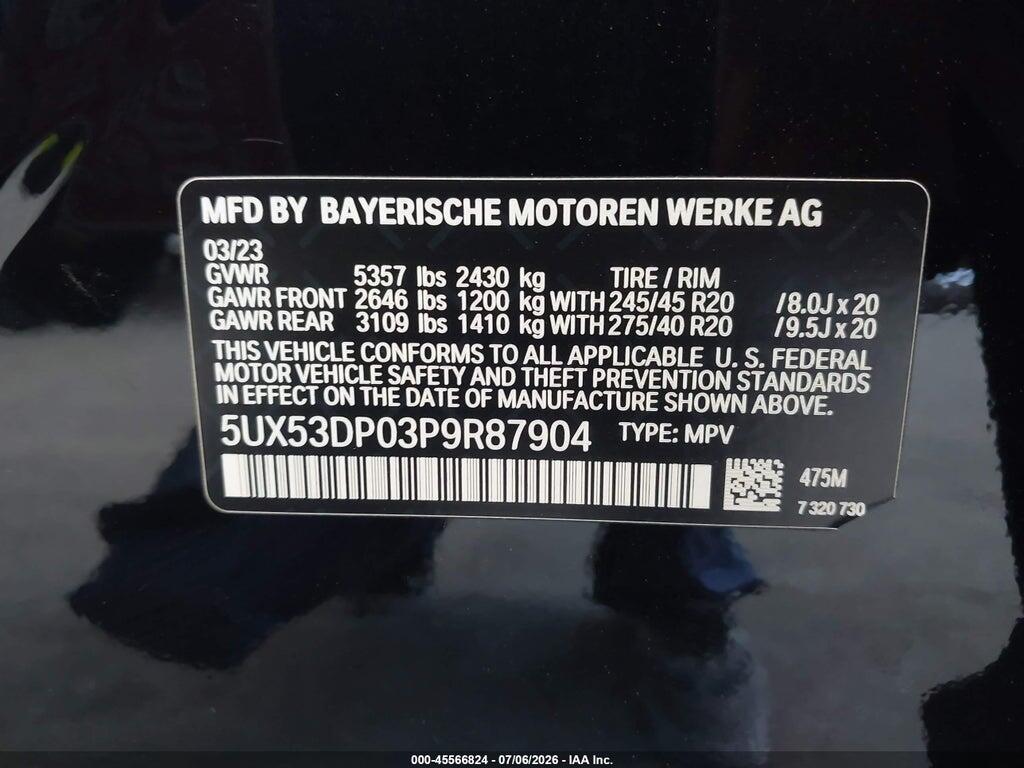 5UX53DP03P9R87904 2023 BMW X3 photo no. 9