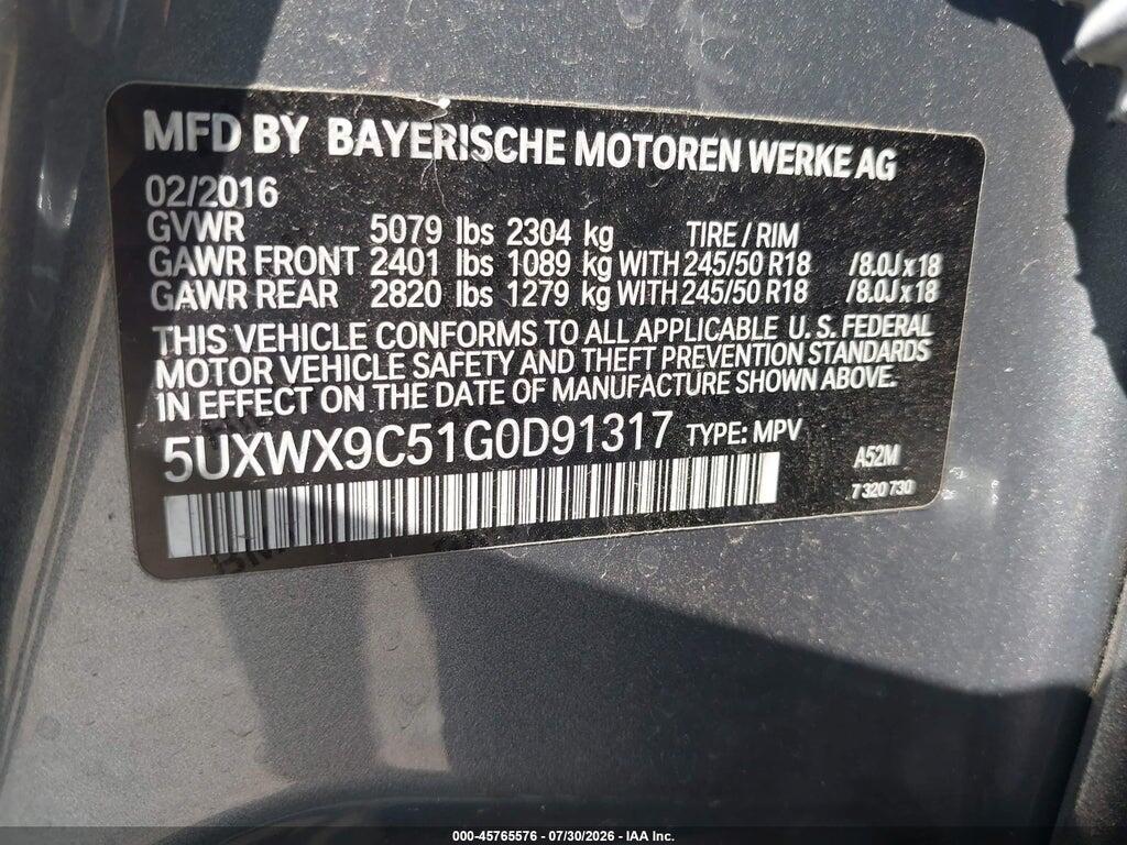 5UXWX9C51G0D91317 2016 BMW X3 photo no. 9
