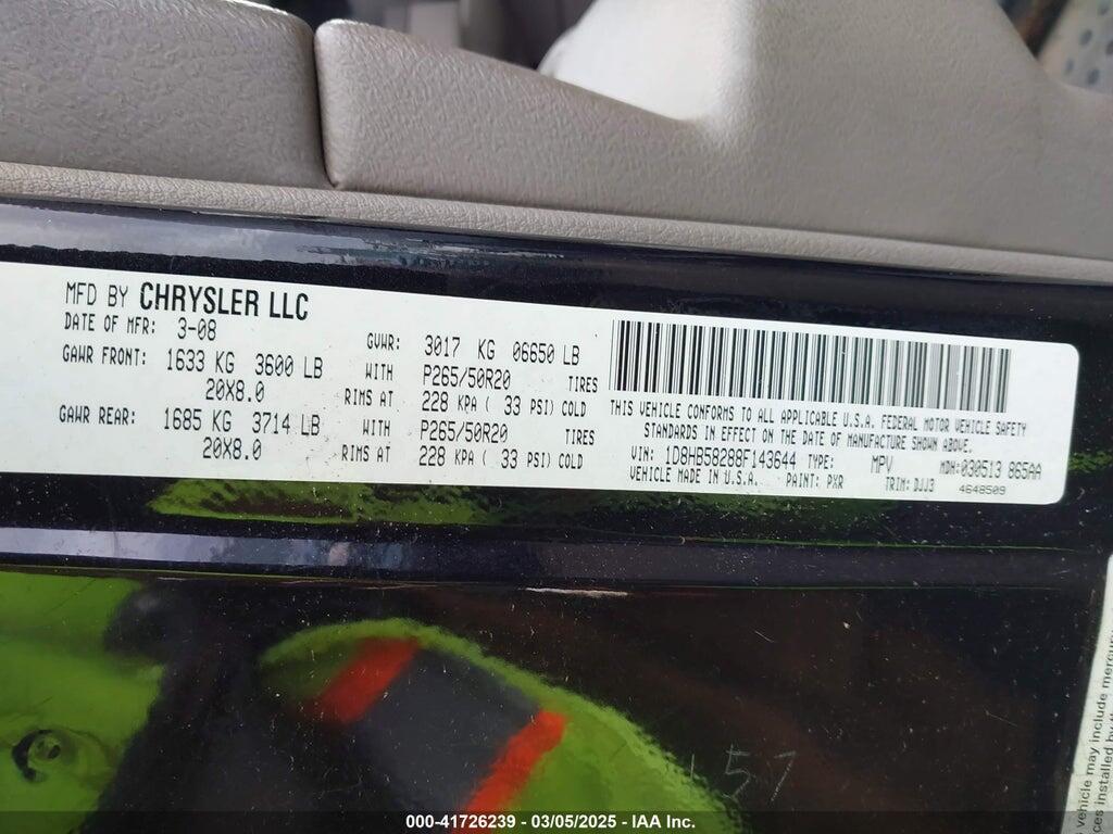 1D8HB58288F143644 2008 DODGE DURANGO photo no. 9