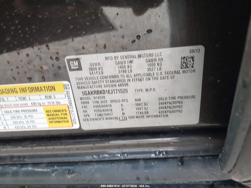 5GAKRBKD1EJ171529 2014 BUICK ENCLAVE photo no. 9