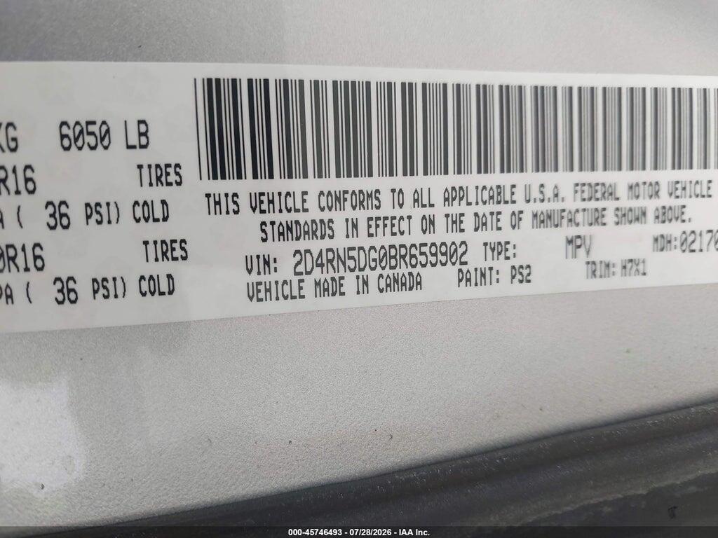 2D4RN5DG0BR659902 2011 DODGE GRAND CARAVAN photo no. 9