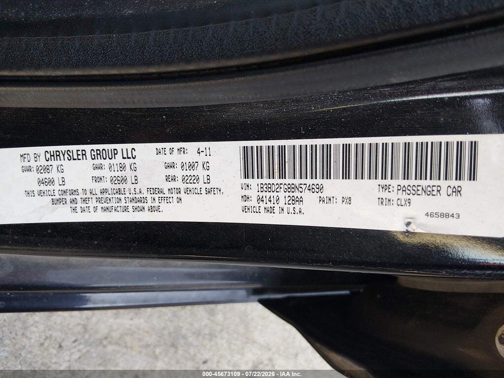 1B3BD2FG8BN574690 2011 DODGE AVENGER photo no. 9