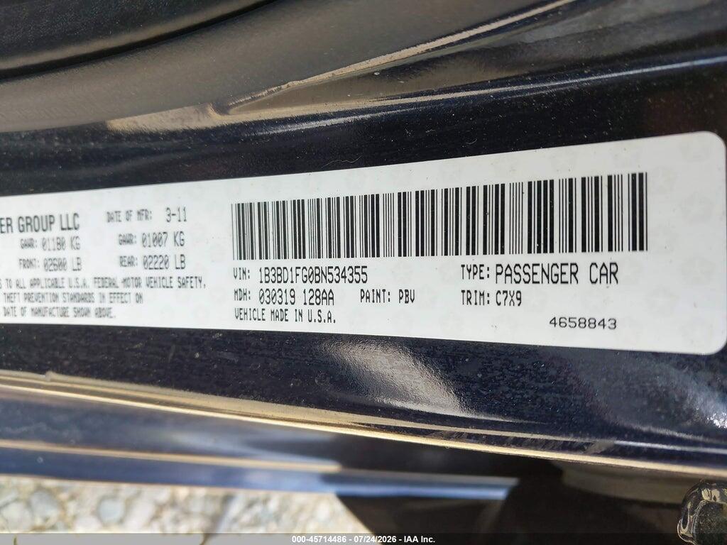 1B3BD1FG0BN534355 2011 DODGE AVENGER photo no. 9