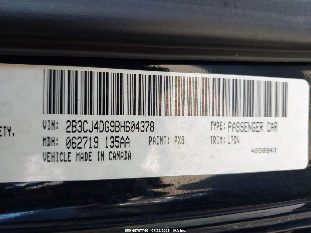 2B3CJ4DG9BH604378 2011 DODGE CHALLENGER photo no. 9