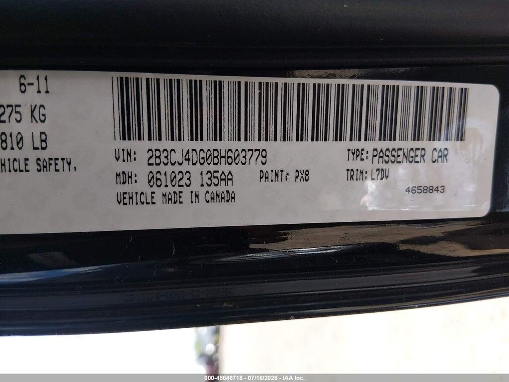 2B3CJ4DG0BH603779 2011 DODGE CHALLENGER photo no. 9