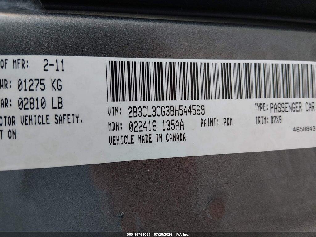 2B3CL3CG3BH544569 2011 DODGE CHARGER photo no. 9