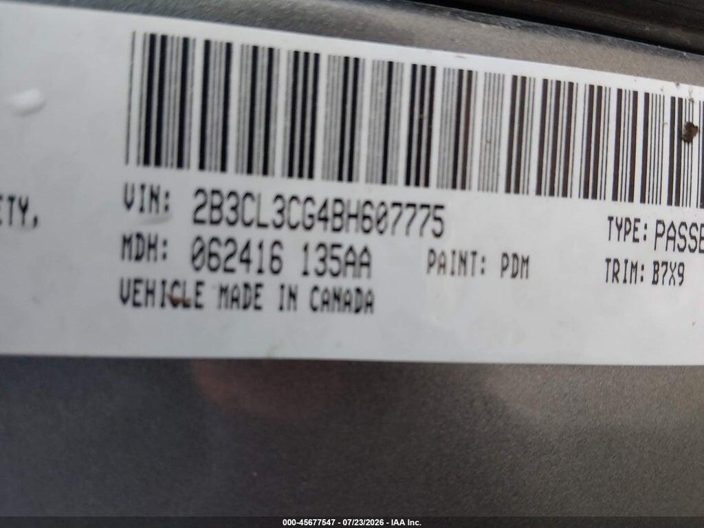 2B3CL3CG4BH607775 2011 DODGE CHARGER photo no. 9