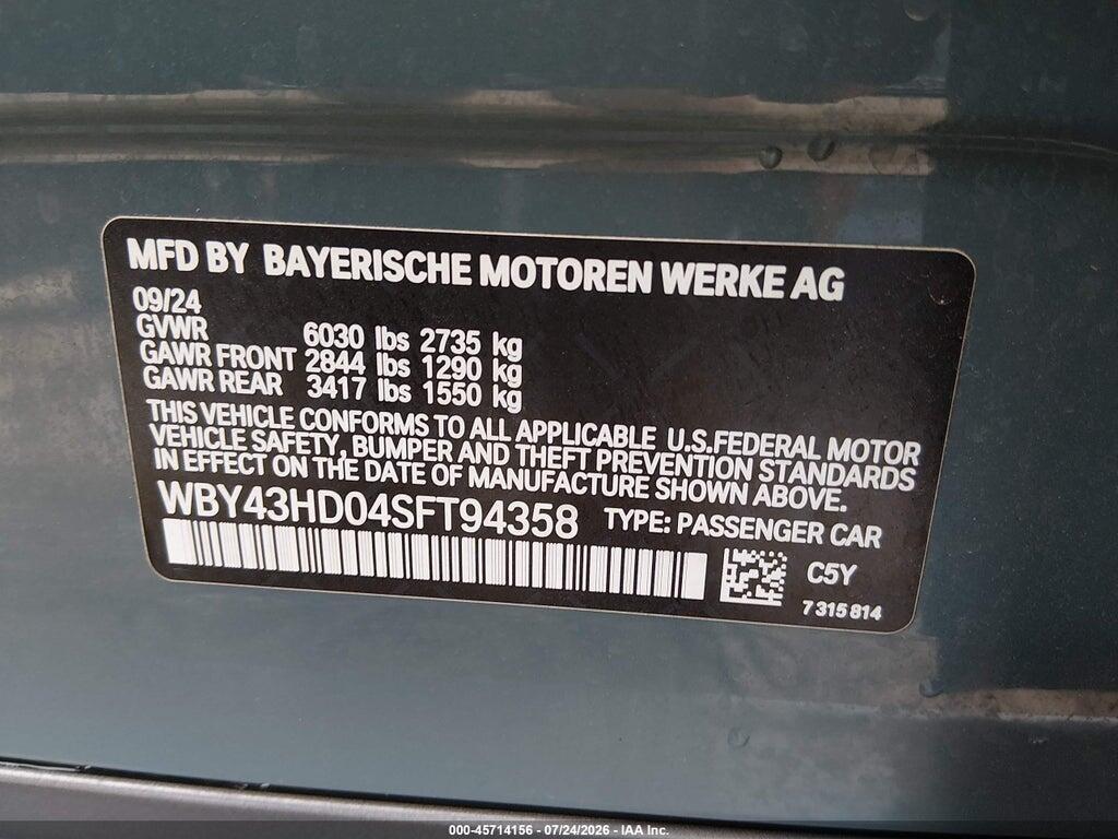 WBY43HD04SFT94358 2025 BMW I4 GRAN COUPE photo no. 9