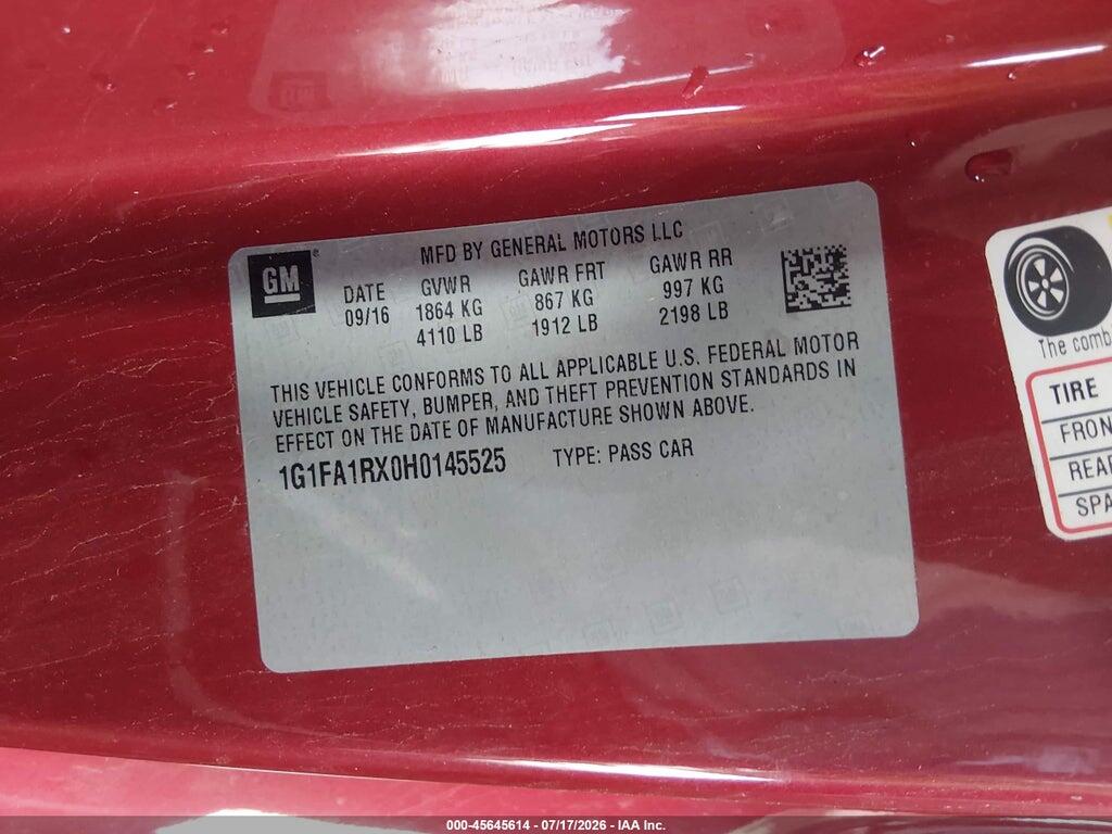 1G1FA1RX0H0145525 2017 CHEVROLET CAMARO photo no. 9