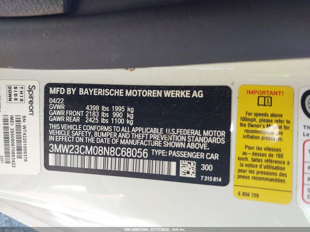 3MW23CM08N8C68056 2022 BMW 230 photo no. 9