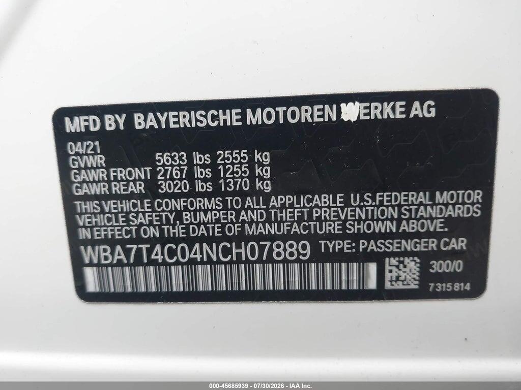 WBA7T4C04NCH07889 2022 BMW 740 photo no. 9