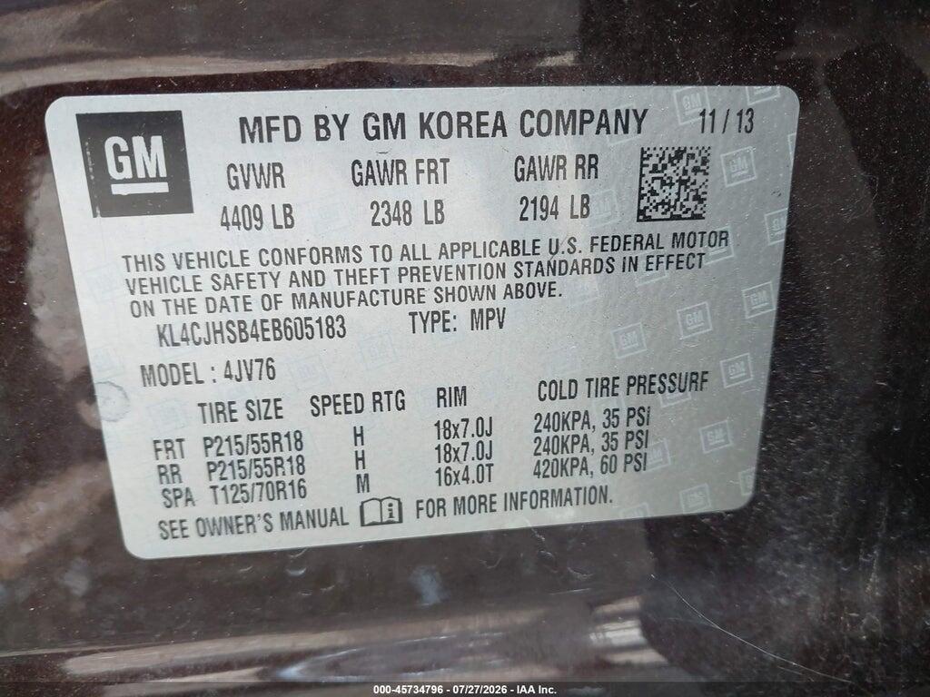 KL4CJHSB4EB605183 2014 BUICK ENCORE photo no. 9
