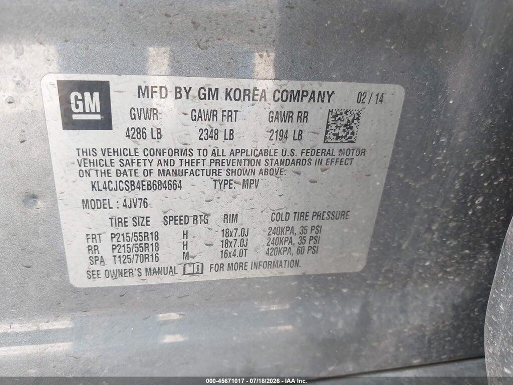 KL4CJCSB4EB684664 2014 BUICK ENCORE photo no. 9