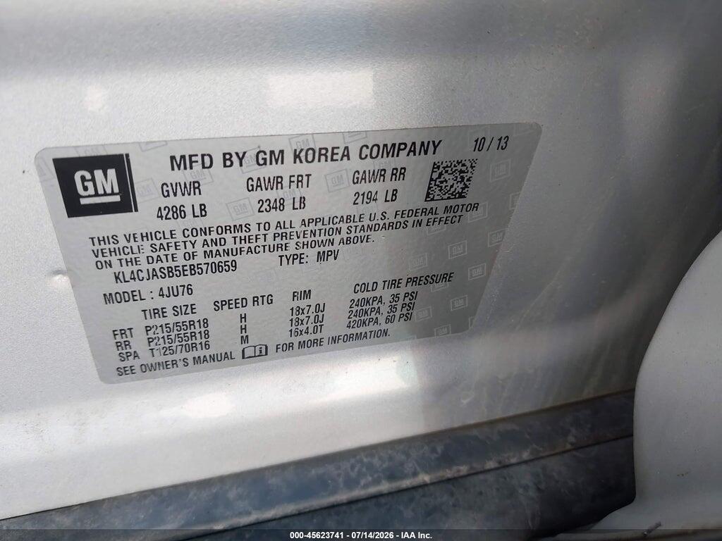 KL4CJASB5EB570659 2014 BUICK ENCORE photo no. 9
