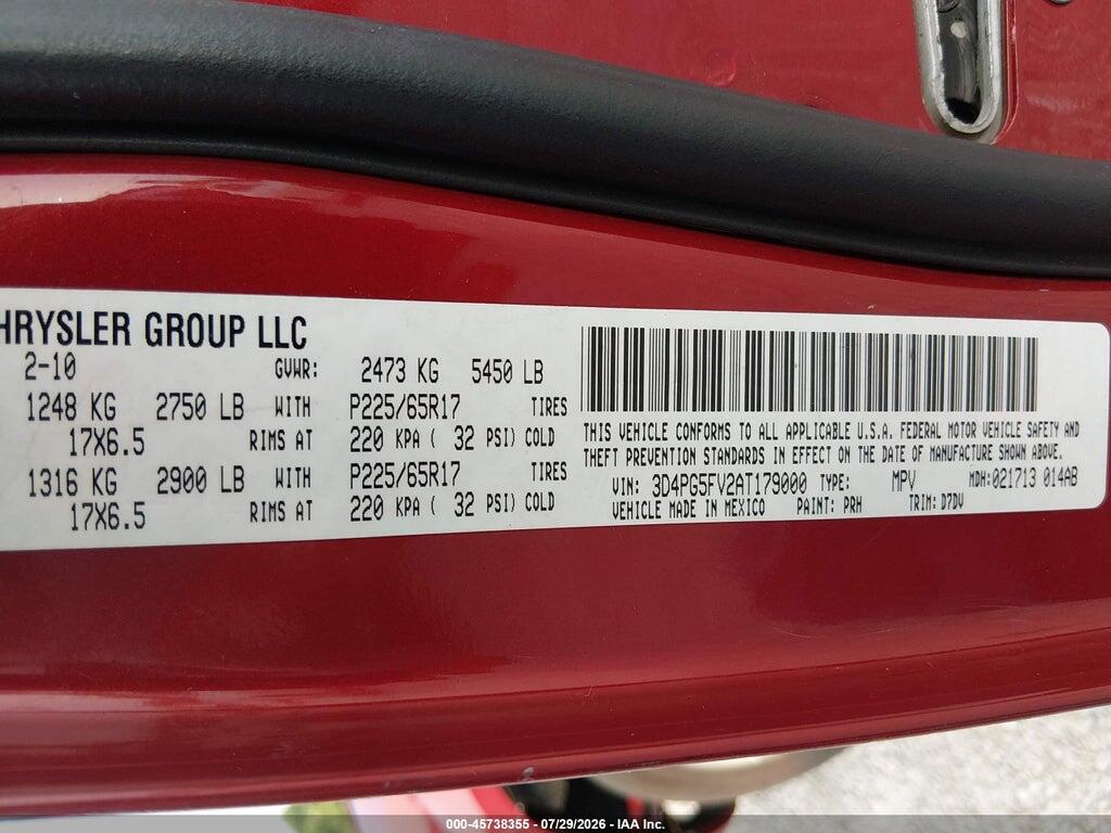 3D4PG5FV2AT179000 2010 DODGE JOURNEY photo no. 9