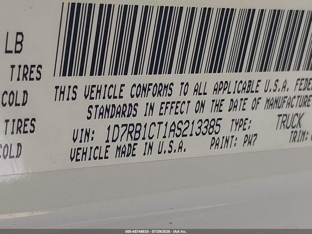 1D7RB1CT1AS213385 2010 DODGE RAM 1500 photo no. 9