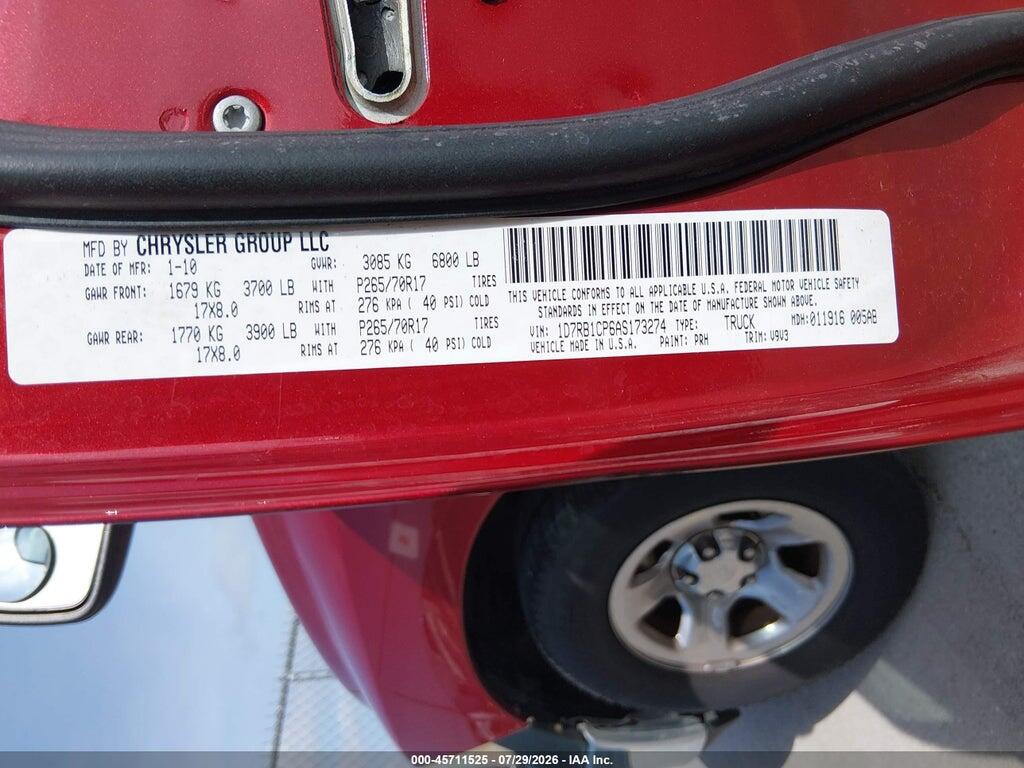 1D7RB1CP6AS173274 2010 DODGE RAM 1500 photo no. 9