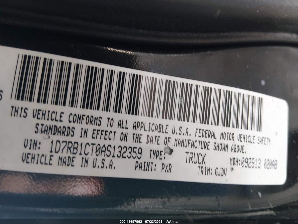 1D7RB1CT0AS132359 2010 DODGE RAM 1500 photo no. 9