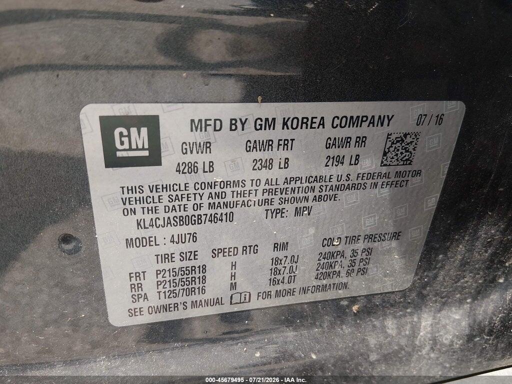 KL4CJASB0GB746410 2016 BUICK ENCORE photo no. 9