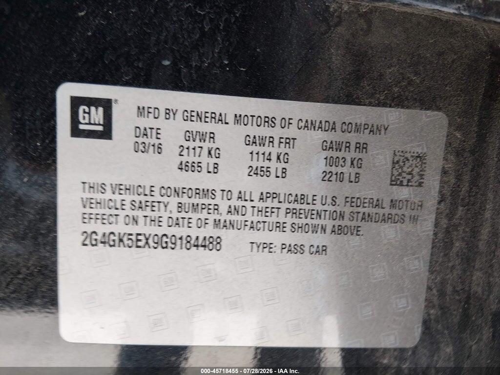 2G4GK5EX9G9184488 2016 BUICK REGAL photo no. 9