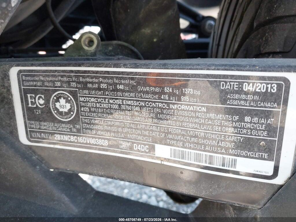2BXNCBC16DX003808 2013 CAN-AM SPYDER ROADSTER photo no. 10
