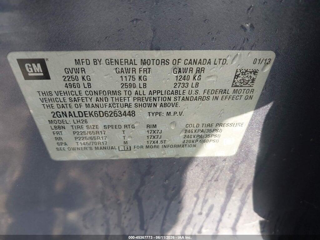 2GNALDEK6D6263448 2013 CHEVROLET EQUINOX photo no. 9