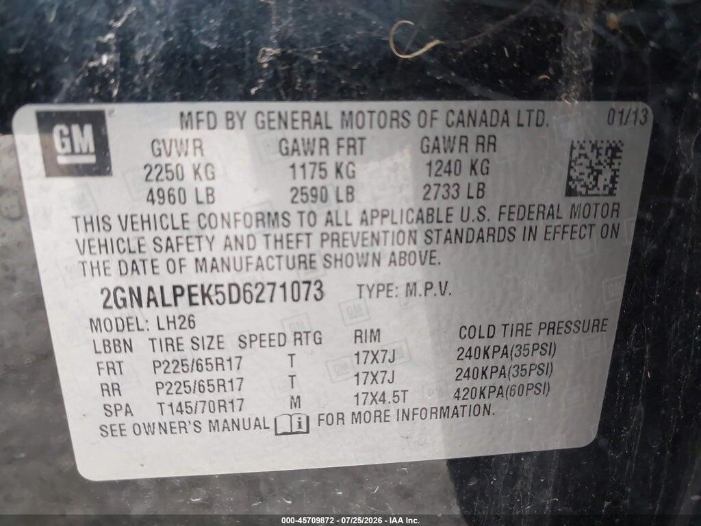 2GNALPEK5D6271073 2013 CHEVROLET EQUINOX photo no. 9