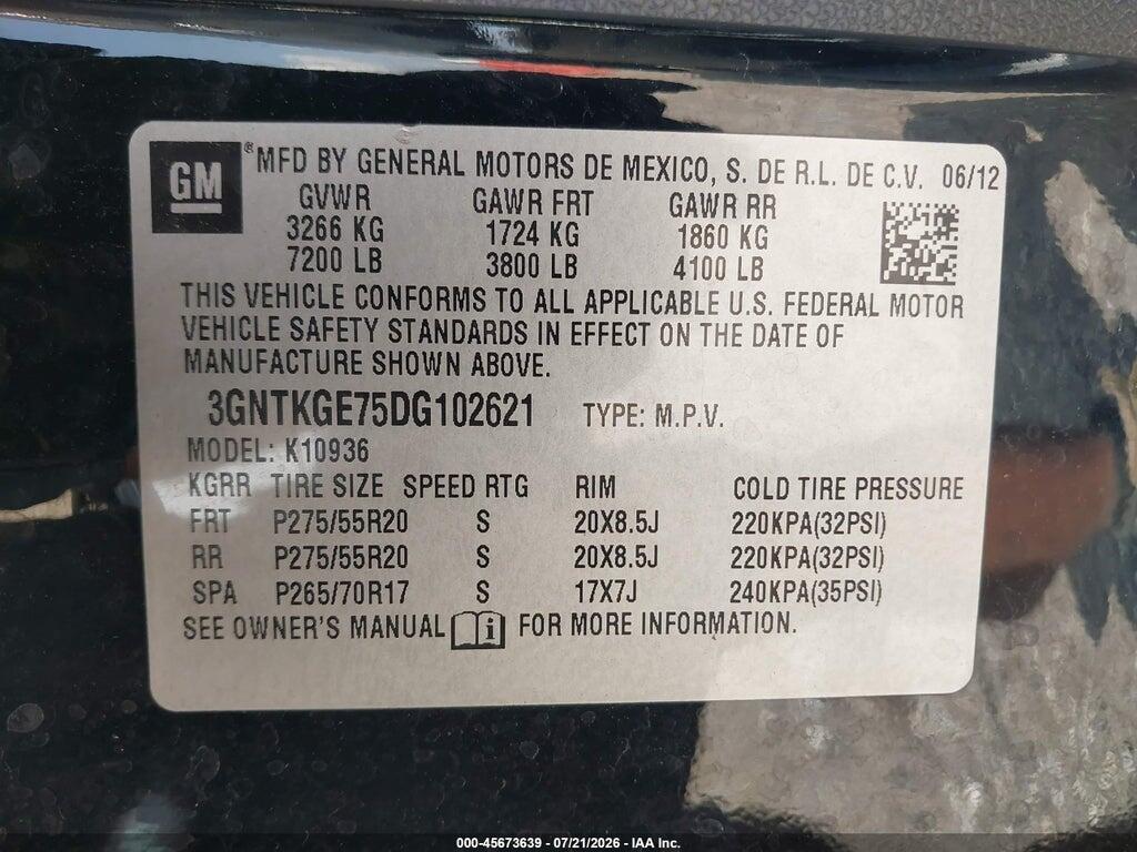 3GNTKGE75DG102621 2013 CHEVROLET AVALANCHE photo no. 9