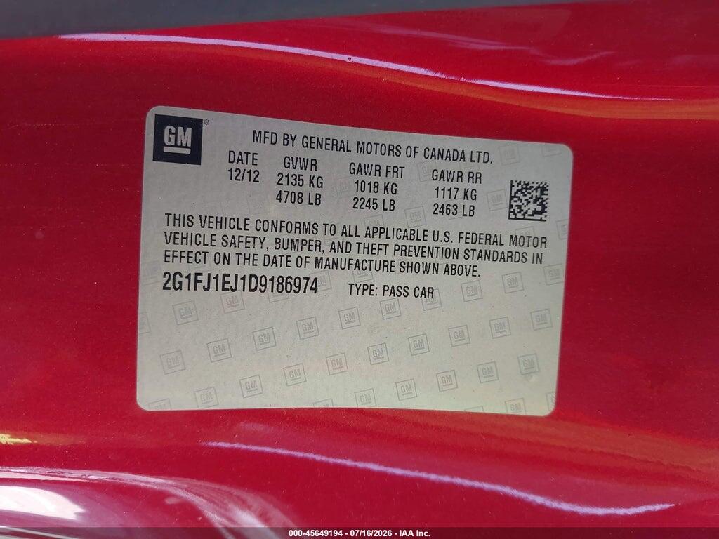 2G1FJ1EJ1D9186974 2013 CHEVROLET CAMARO photo no. 9