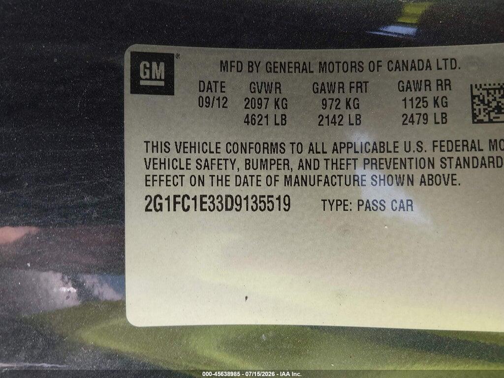 2G1FC1E33D9135519 2013 CHEVROLET CAMARO photo no. 9