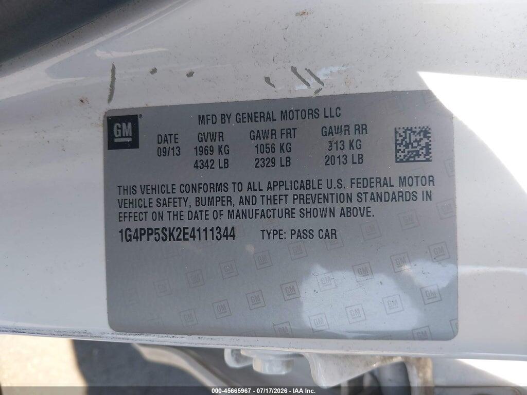 1G4PP5SK2E4111344 2014 BUICK VERANO photo no. 9