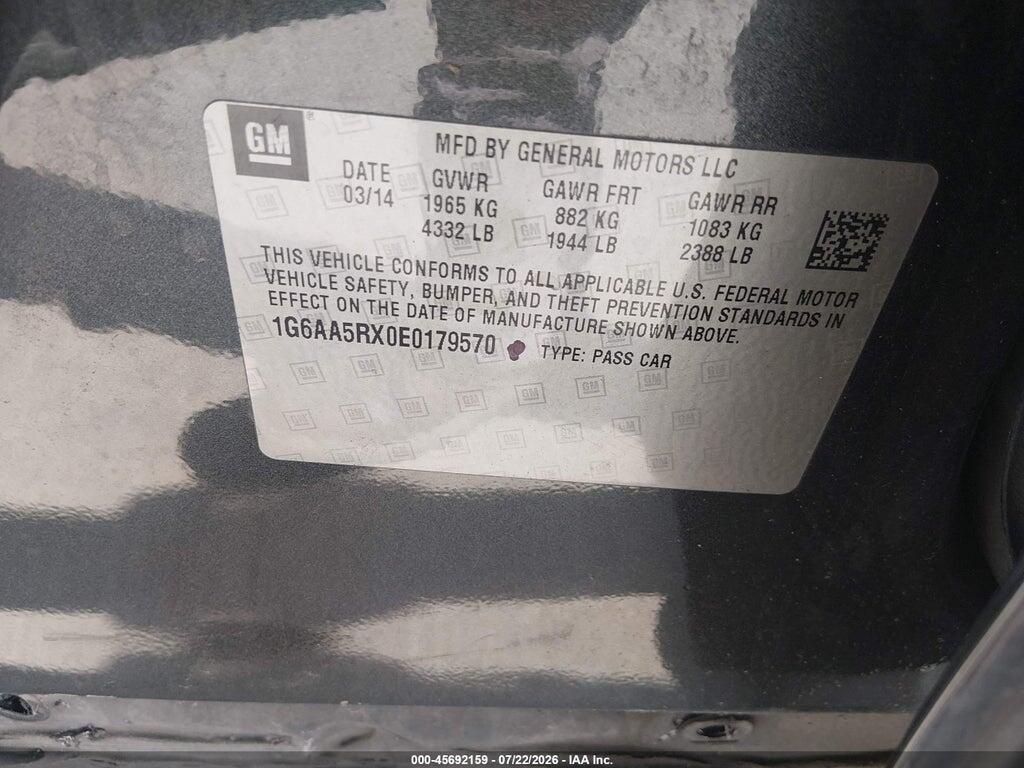 1G6AA5RX0E0179570 2014 CADILLAC ATS photo no. 9