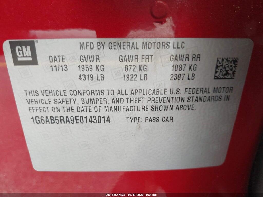 1G6AB5RA9E0143014 2014 CADILLAC ATS photo no. 9