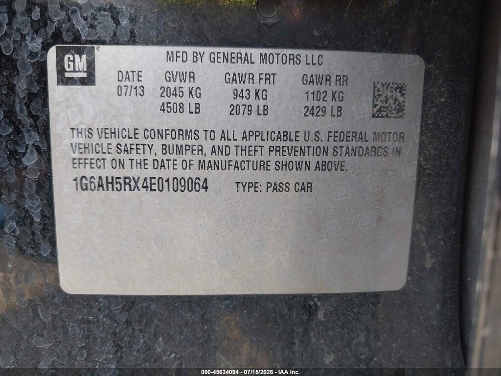 1G6AH5RX4E0109064 2014 CADILLAC ATS photo no. 9