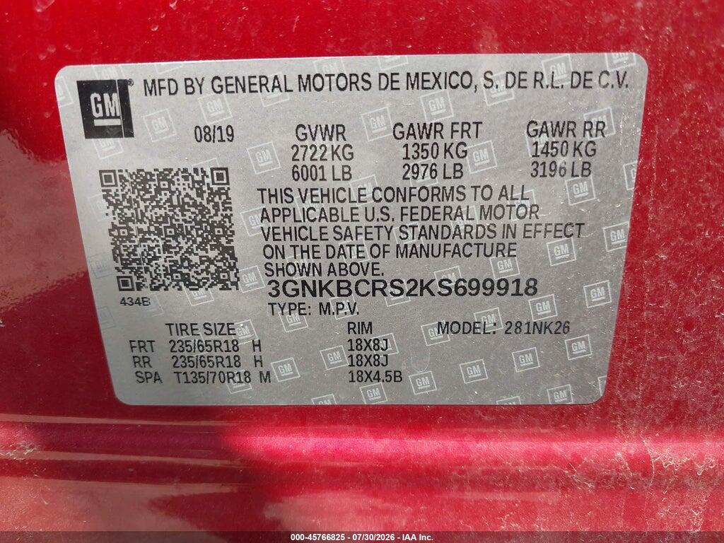3GNKBCRS2KS699918 2019 CHEVROLET BLAZER photo no. 9