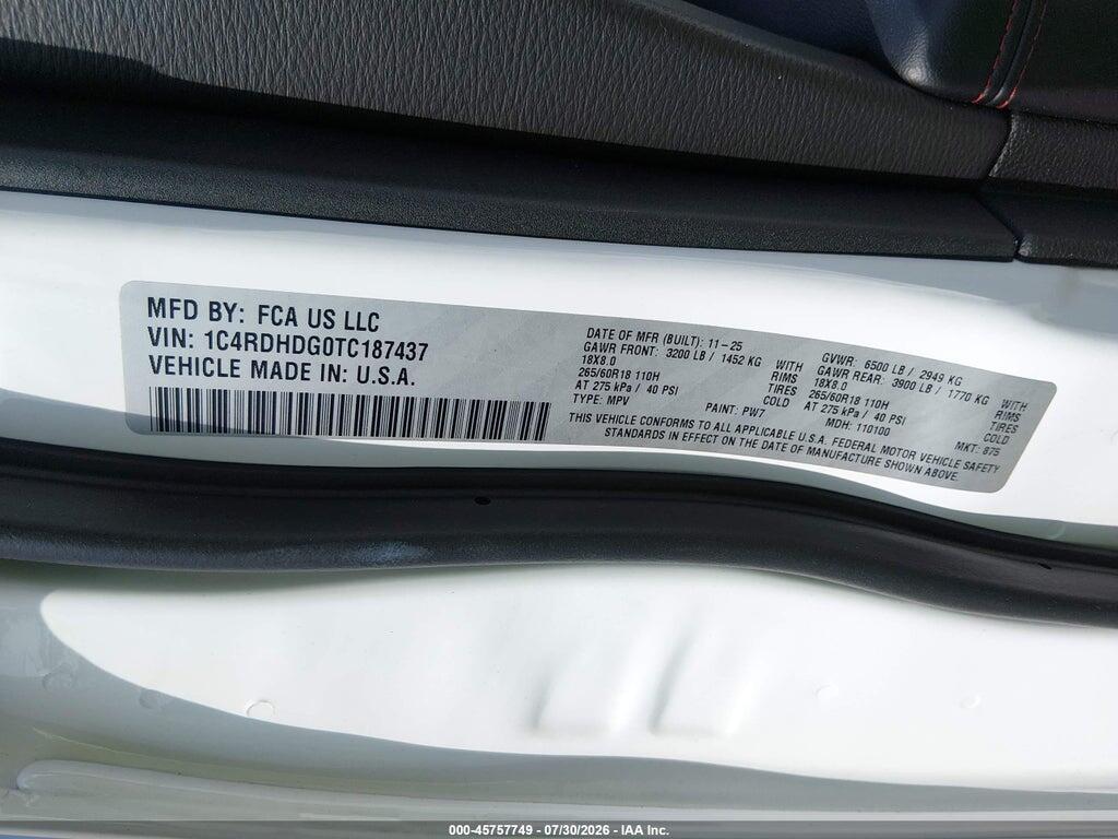 1C4RDHDG0TC187437 2026 DODGE DURANGO photo no. 9